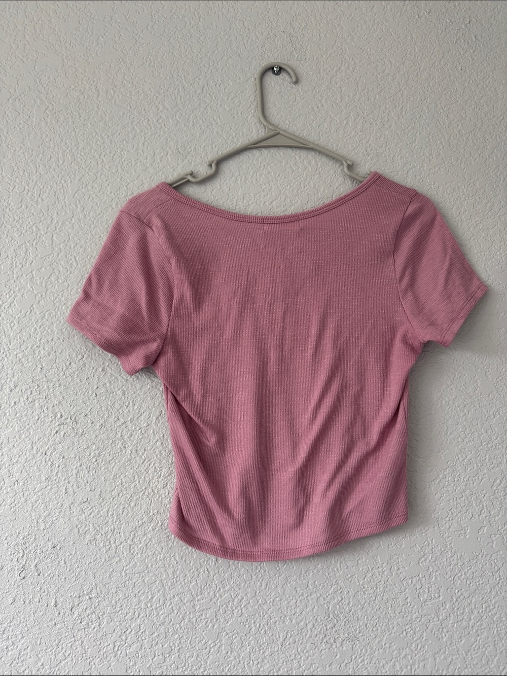 Pink Ribbed Henley Crop Top - Picture 3 of 3